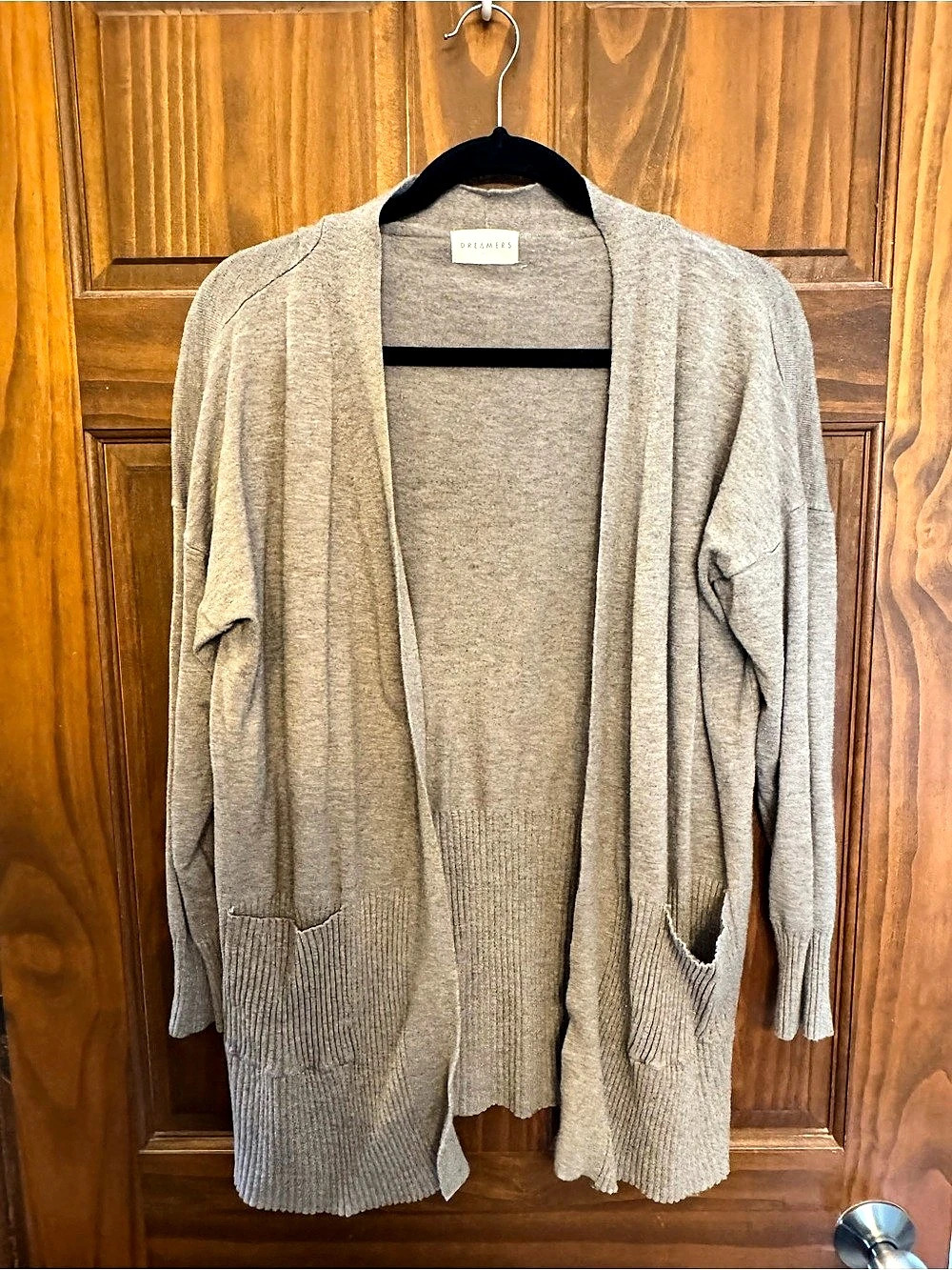 Dreamers 1X Gray Longline Open Front Cardigan Soft Knit Pockets